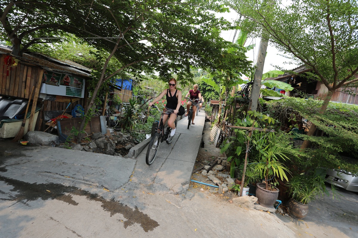 Cyclists on the City Culture Ride tour in Bangkok