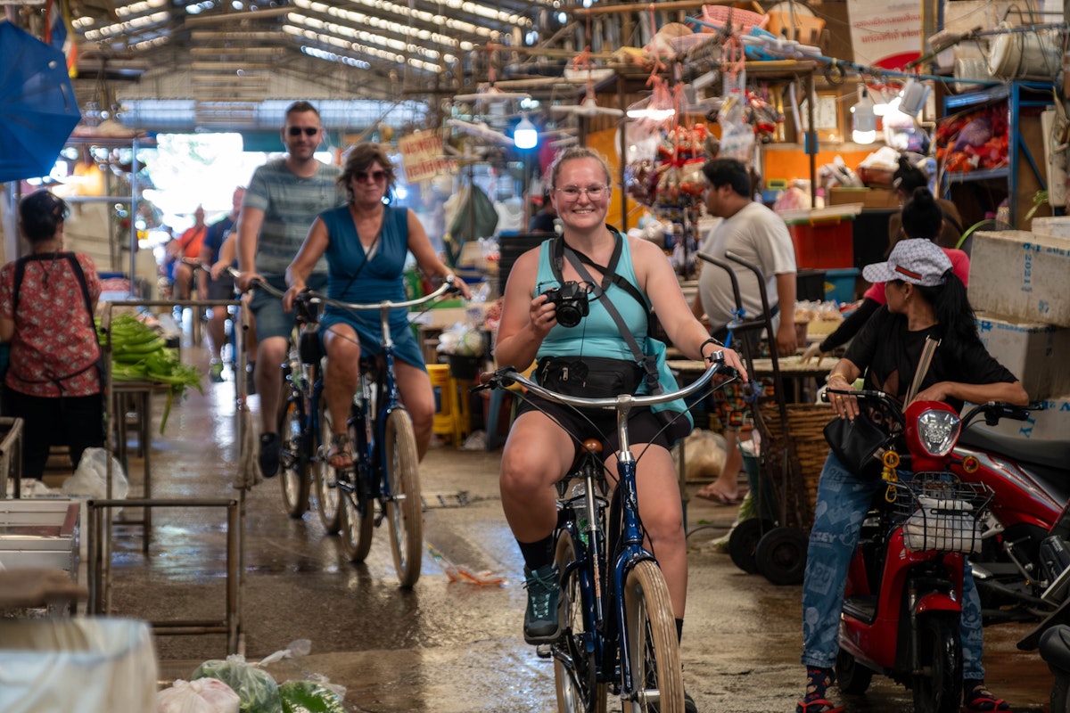 Cyclists on the Bike Tour & Ferry Ride tour in Bangkok